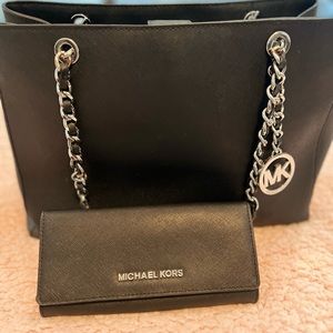 Michael Kors leather purse with matching wallet